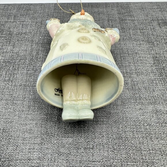 Formalities Ceramic Snowman Bell Ornament Dangling Feet Gold Stars Christmas - Picture 9 of 11